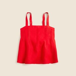 NWT J. Crew Bow Back Red Linen Top